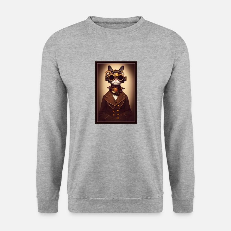 Viktorianische Katze - Unisex Pullover - Weißgrau meliert