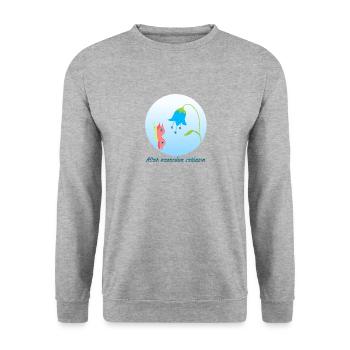Nazar Böses-Augee-Schutzamulett Schmetterling - Unisex Pullover - Weißgrau meliert - Vorne - Alina (178cm) & Michal (187cm)