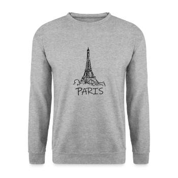 PARIS - Sweat-shirt Unisexe - gris chiné - Devant - Alina (178cm) & Michal (187cm)