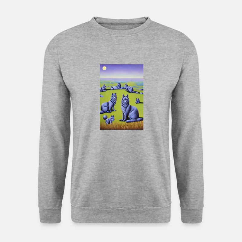 Wölfe im Rudel - Unisex Pullover - Weißgrau meliert