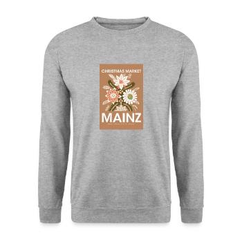 Christmas Market Mainz Poster Germany 1960 - Unisex Sweatshirt - salt & pepper - Front - Alina (178cm) & Michal (187cm)