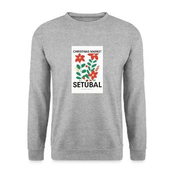 Weihnachtsmarkt Setubal Poster Portugal 1960 - Unisex Pullover - Weißgrau meliert - Vorne - Alina (178cm) & Michal (187cm)