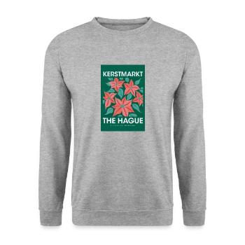 Weihnachtsmarkt The Hague Poster Netherlands 1960 - Unisex Pullover - Weißgrau meliert - Vorne - Alina (178cm) & Michal (187cm)