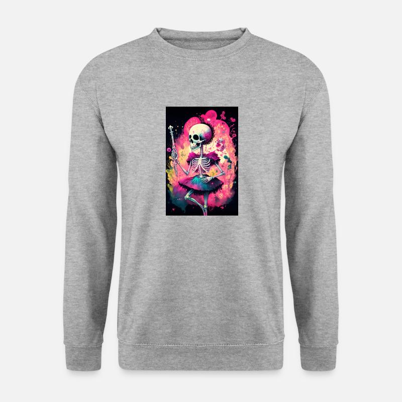 Skelett Princess - Unisex Pullover - Weißgrau meliert