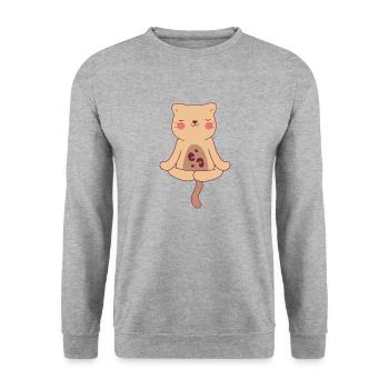 Ocelot en yoga - Sweat-shirt Unisexe - gris chiné - Devant - Alina (178cm) & Michal (187cm)
