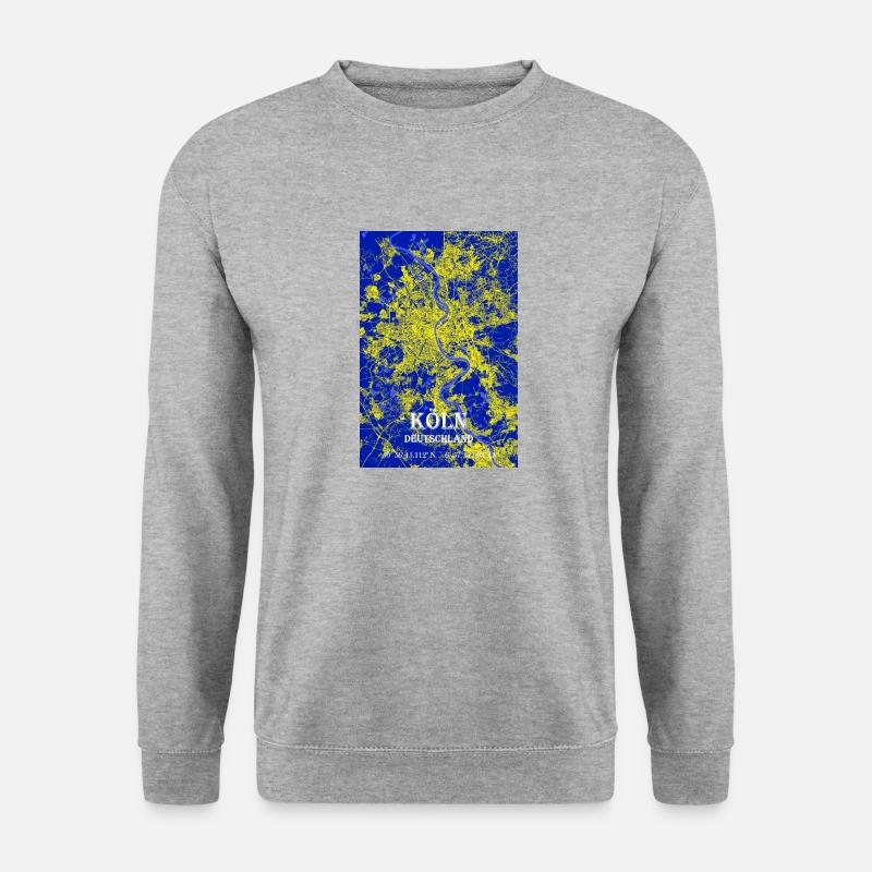 Helle moderne ästhetische Stadtkarte Köln - Unisex Pullover - Weißgrau meliert