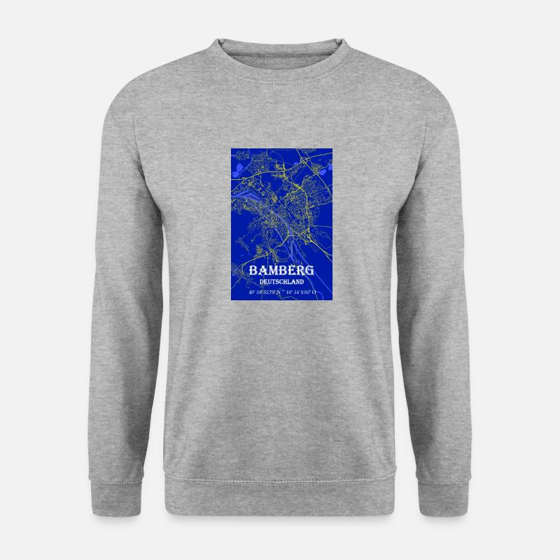 Mystische Bamberg Stadtkarte - Unisex Pullover - Weißgrau meliert