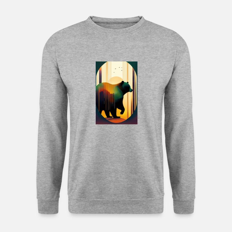 Bär im Wald - Unisex Pullover - Weißgrau meliert