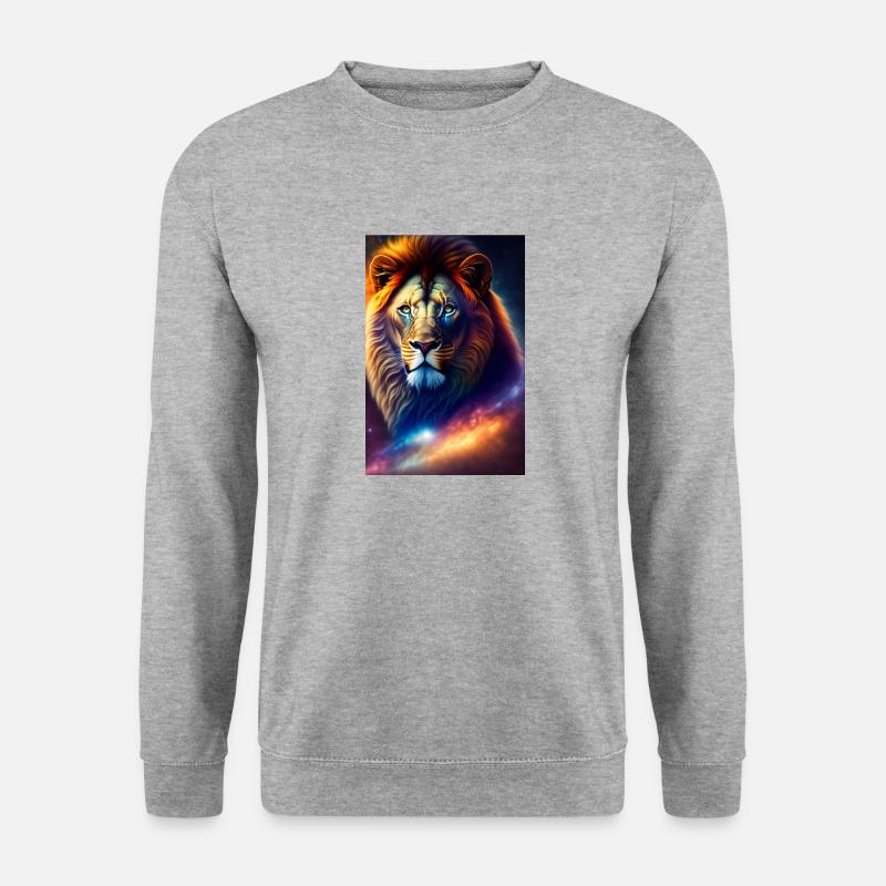 Löwe in Licht - Unisex Pullover - Weißgrau meliert