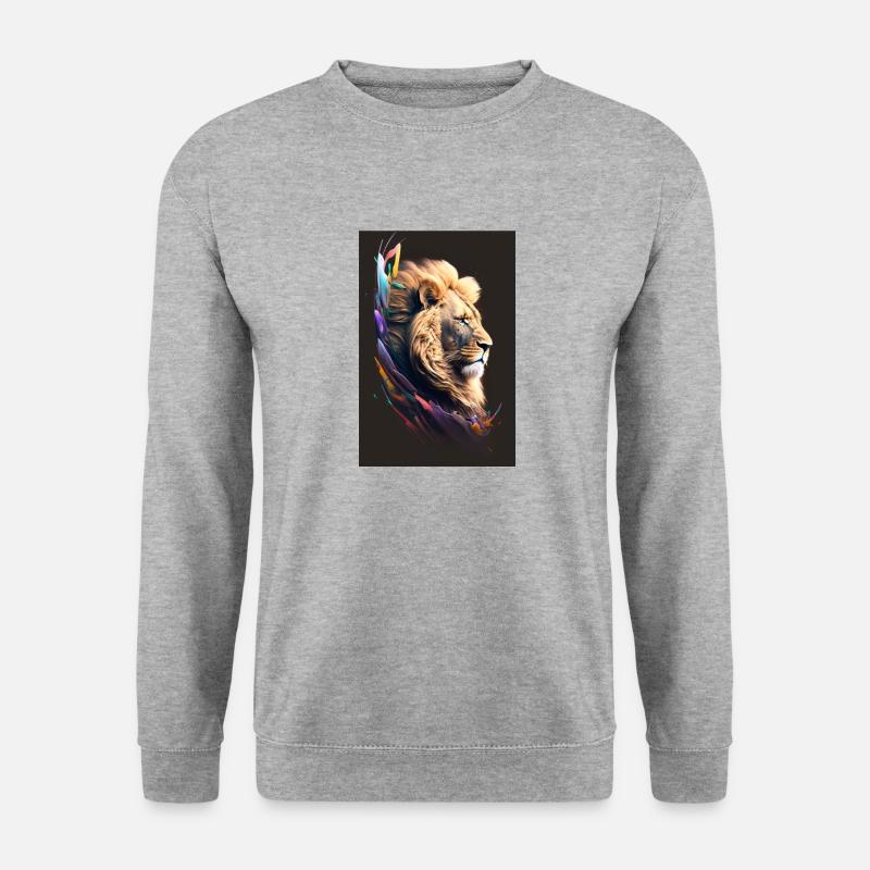 neon löwe - Unisex Pullover - Weißgrau meliert