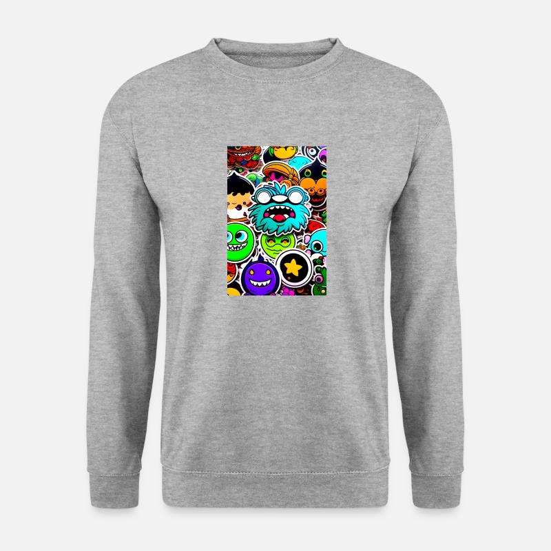 Lustige Monster - Unisex Pullover - Weißgrau meliert