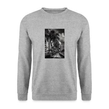 Miami Skyline Beach Palm Trees Cadeau Vintage Miami - Sweat-shirt Unisexe - gris chiné - Devant - Alina (178cm) & Michal (187cm)
