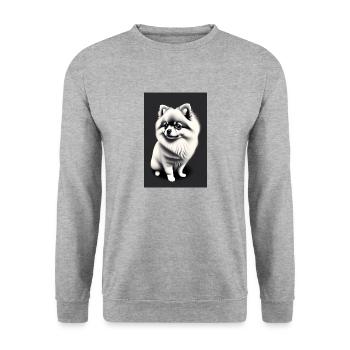Pomeranian "Black & white" - Sweat-shirt Unisexe - gris chiné - Devant - Alina (178cm) & Michal (187cm)