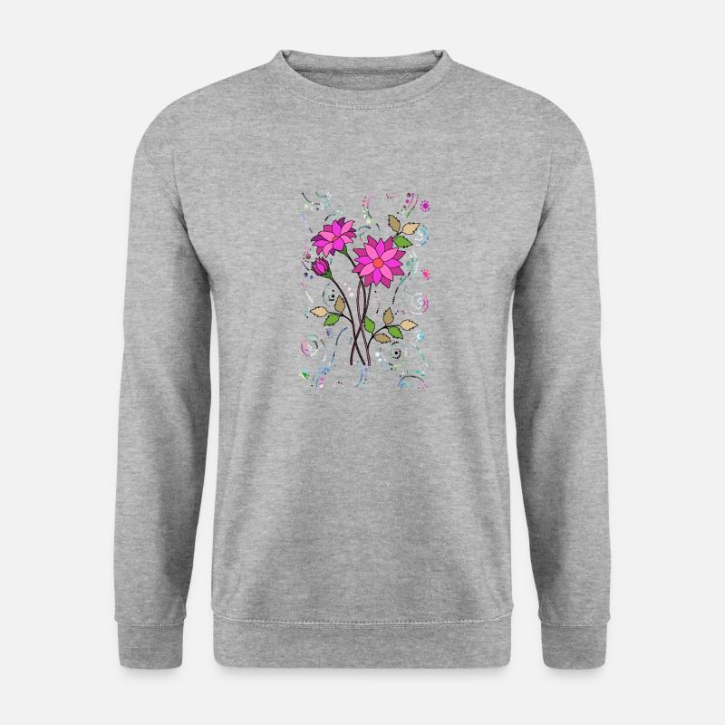 Blumen - Unisex Pullover - Weißgrau meliert