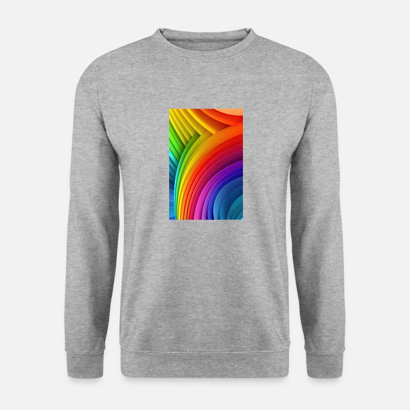 Regenbogen-Träumerei: Farbenfroher LGTBQ+-Muster-Kunstdruck - Unisex Pullover - Weißgrau meliert