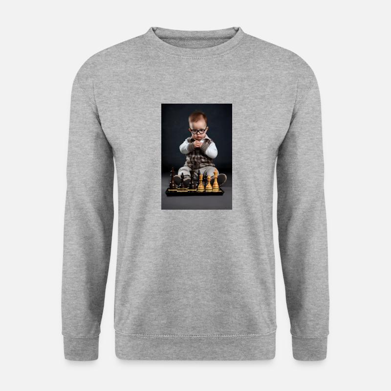 Schach Baby - Unisex Pullover - Weißgrau meliert