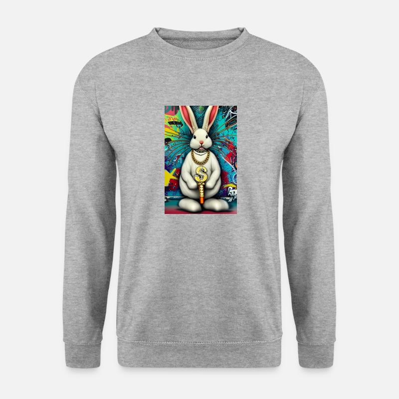 Pop Art modern urban Hase $-Zeichen - Unisex Pullover - Weißgrau meliert