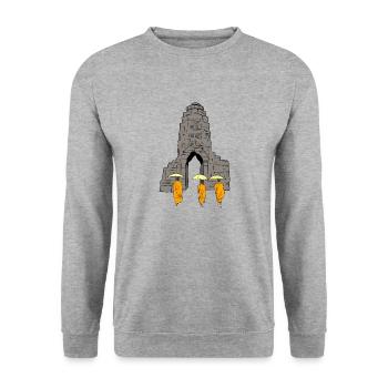 Kambodscha Tempel Khmer Mönch Flagge I Geschenk - Unisex Pullover - Weißgrau meliert - Vorne - Alina (178cm) & Michal (187cm)