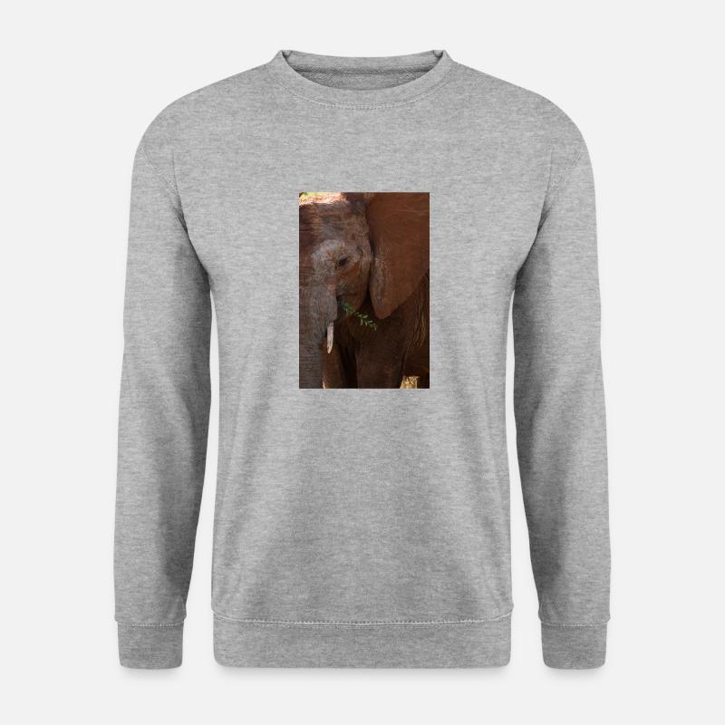 Elefant - Unisex Pullover - Weißgrau meliert