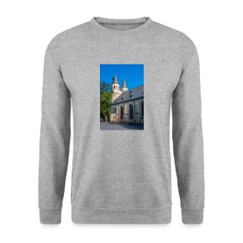 historisches Gebäude Ratsgymnasium - Unisex Pullover - Weißgrau meliert - Vorne - Alina (178cm) & Michal (187cm)