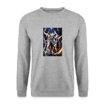 AI 3D Version 13 - Unisex Pullover - Weißgrau meliert - Vorne - Alina (178cm) & Michal (187cm)