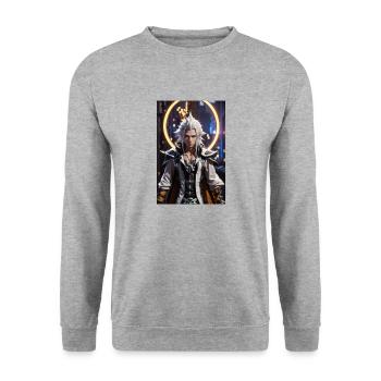 AI 3D Version 5 - Unisex Pullover - Weißgrau meliert - Vorne - Alina (178cm) & Michal (187cm)