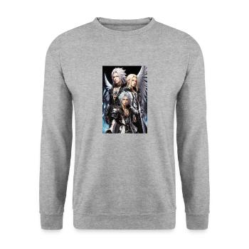 AI 3D Version 12 - Unisex Pullover - Weißgrau meliert - Vorne - Alina (178cm) & Michal (187cm)