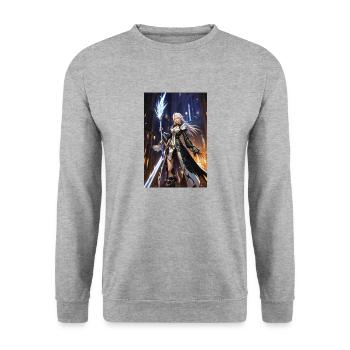 AI 3D Version 21 - Unisex Pullover - Weißgrau meliert - Vorne - Alina (178cm) & Michal (187cm)