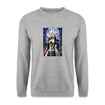 AI 3D Version 22 - Unisex Pullover - Weißgrau meliert - Vorne - Alina (178cm) & Michal (187cm)