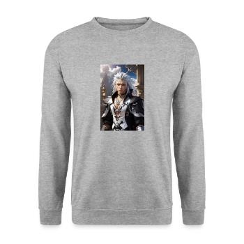 AI 3D Version 29 - Unisex Pullover - Weißgrau meliert - Vorne - Alina (178cm) & Michal (187cm)
