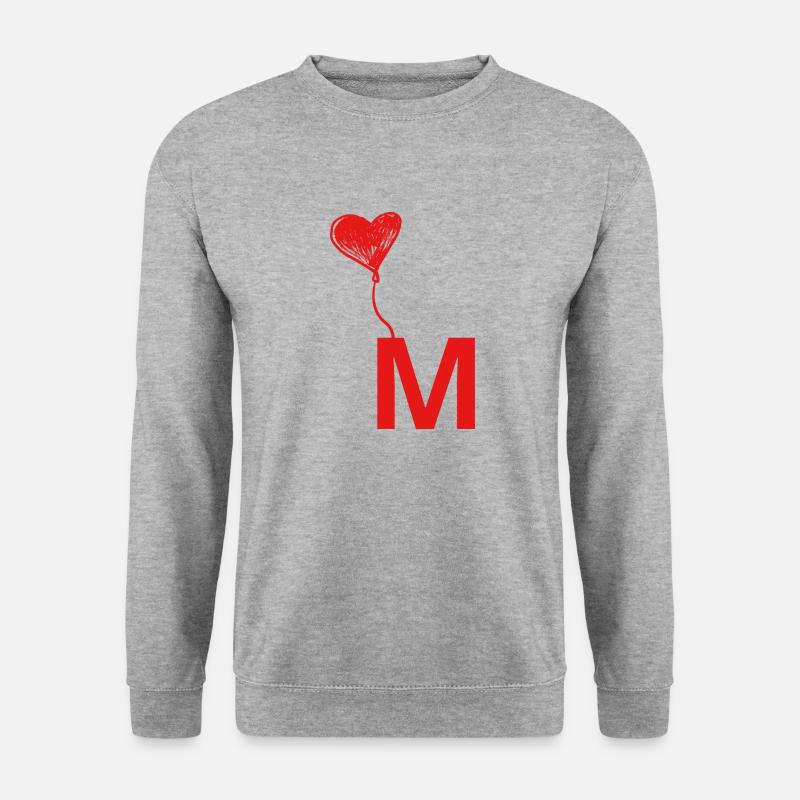 Buchstabe m Herz - Unisex Pullover - Weißgrau meliert