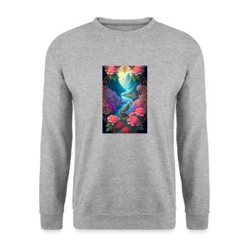 Zauberhaftes Paradis (Jones) - Unisex Pullover - Weißgrau meliert - Vorne - Alina (178cm) & Michal (187cm)