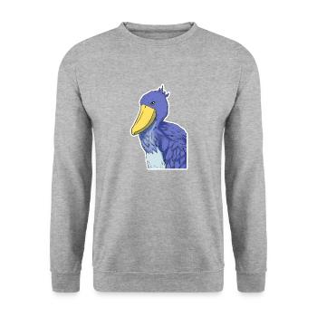 Schuhschnabel Vogel Ornithologe Wald I Geschenk - Unisex Pullover - Weißgrau meliert - Vorne - Alina (178cm) & Michal (187cm)