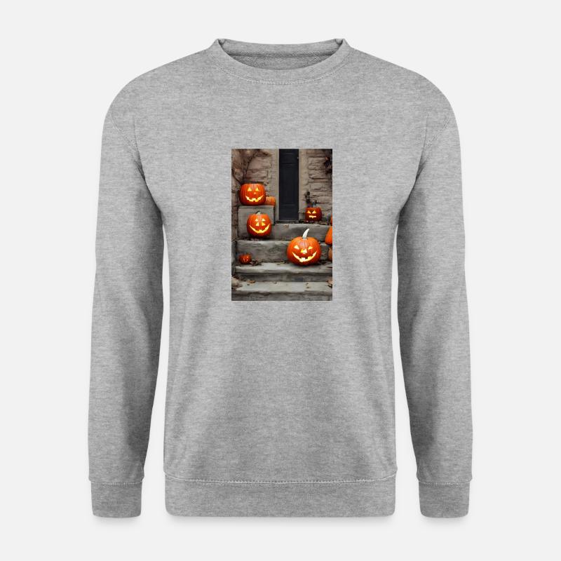 Halloween-Kürbis - Unisex Pullover - Weißgrau meliert