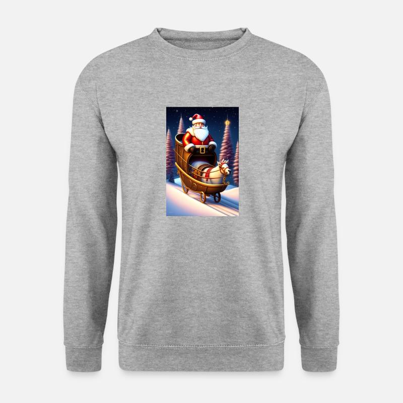 Isometrischer Weihnachtsmann-Schlitten - Unisex Pullover - Weißgrau meliert