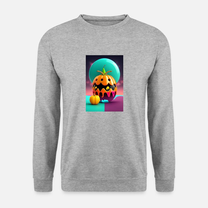 Monstre de dessin animé Hallowen mangeant de la crème glacée - Sweat-shirt Unisexe - gris chiné