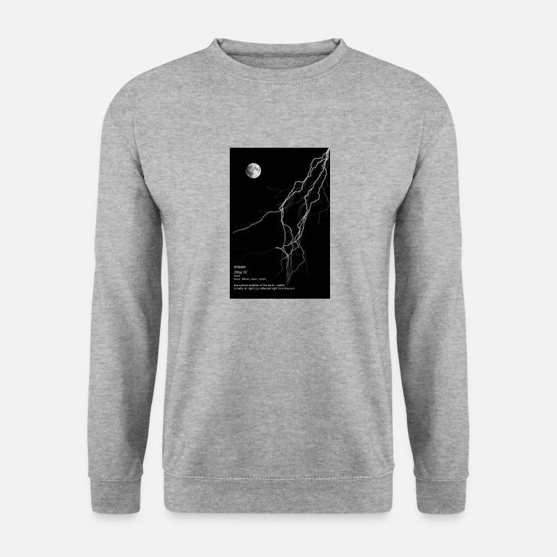 Moon with Lightning - Unisex Pullover - Weißgrau meliert