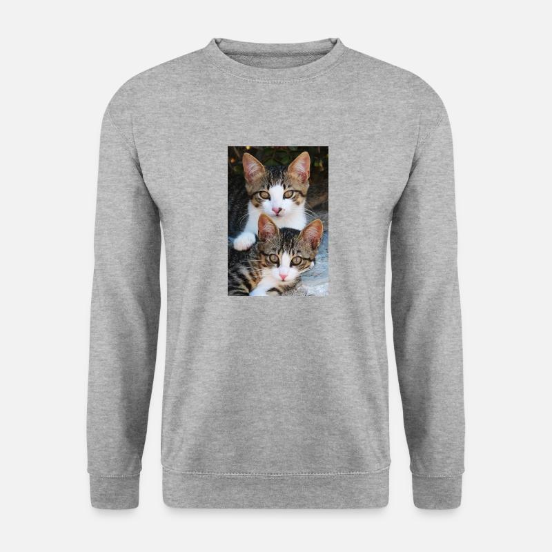 Katzen - Unisex Pullover - Weißgrau meliert
