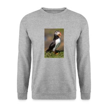 Papageitaucher - Unisex Pullover - Weißgrau meliert - Vorne - Alina (178cm) & Michal (187cm)