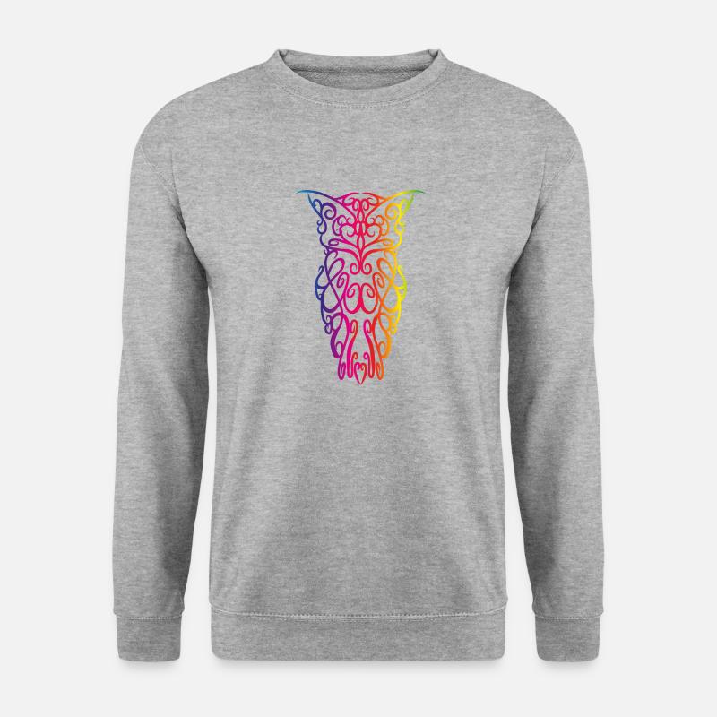 Regenbogen-Stammeseule - Unisex Pullover - Weißgrau meliert