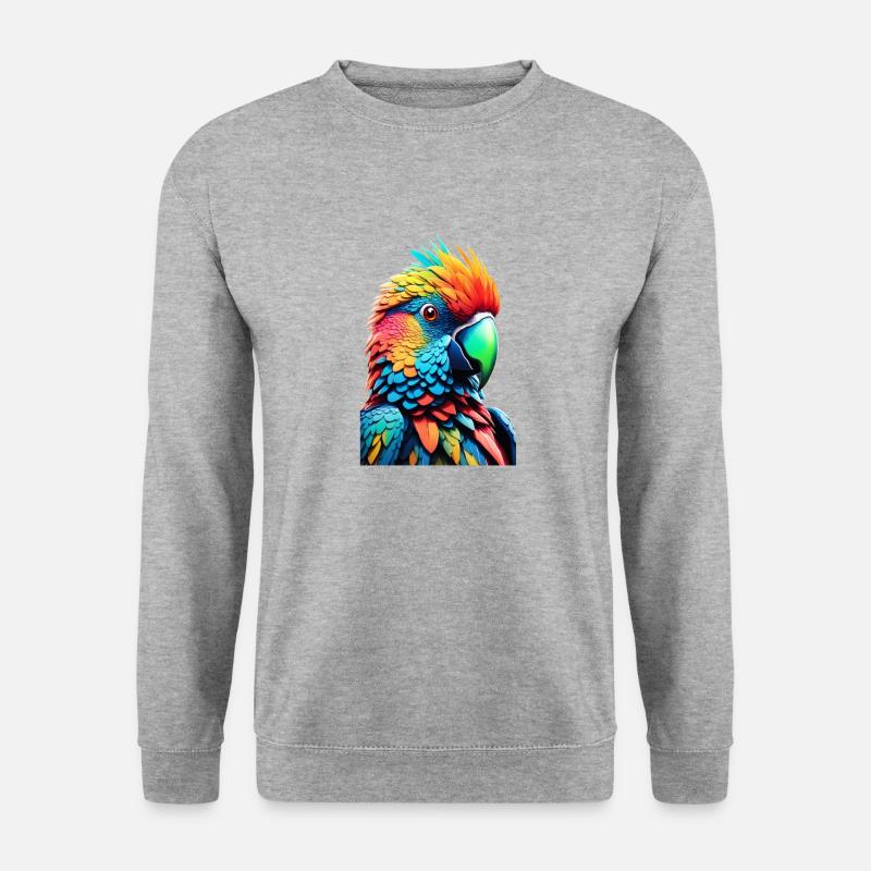 Bunter Vogel - Unisex Pullover - Weißgrau meliert