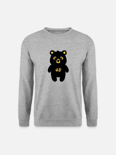 Studio 49 Schwarz-Gelber Bär - Unisex Pullover - Weißgrau meliert