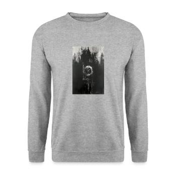 Kuckucksuhr Black Art - Unisex Pullover - Weißgrau meliert - Vorne - Alina (178cm) & Michal (187cm)