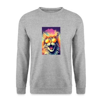 Chat fou - Sweat-shirt Unisexe - gris chiné - Devant - Alina (178cm) & Michal (187cm)