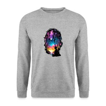 Silhouette / Forest / Portrait / Trees / Person - Unisex Sweatshirt - salt & pepper - Front - Alina (178cm) & Michal (187cm)