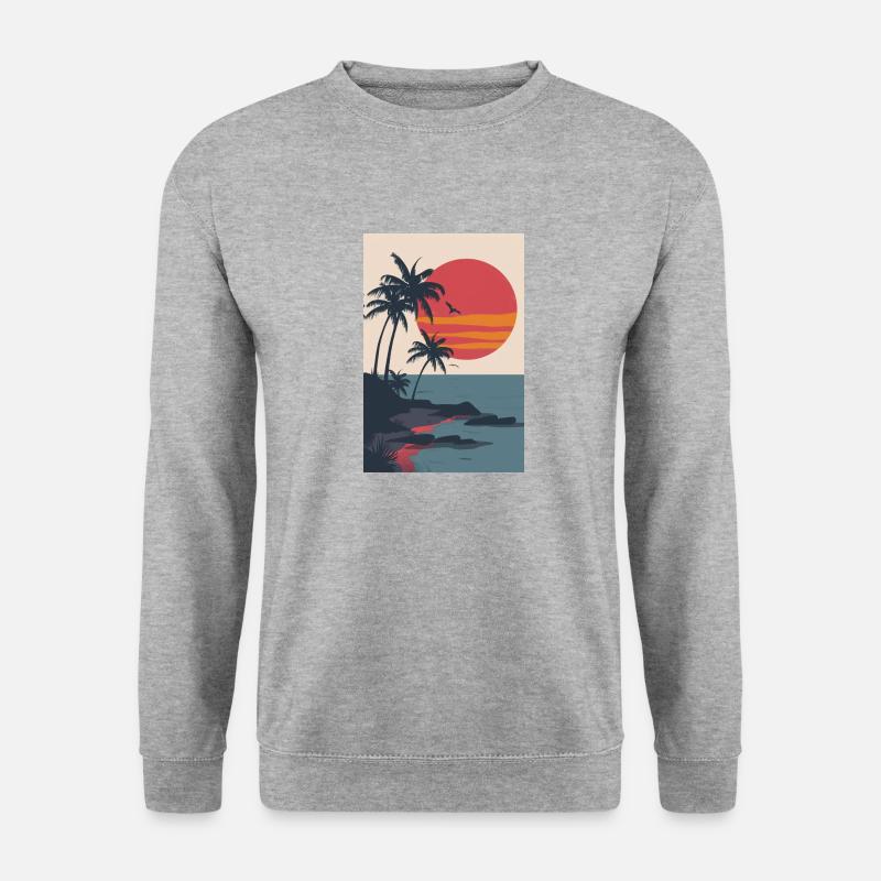 Strand bei Sonnenuntergang | AI - Unisex Pullover - Weißgrau meliert