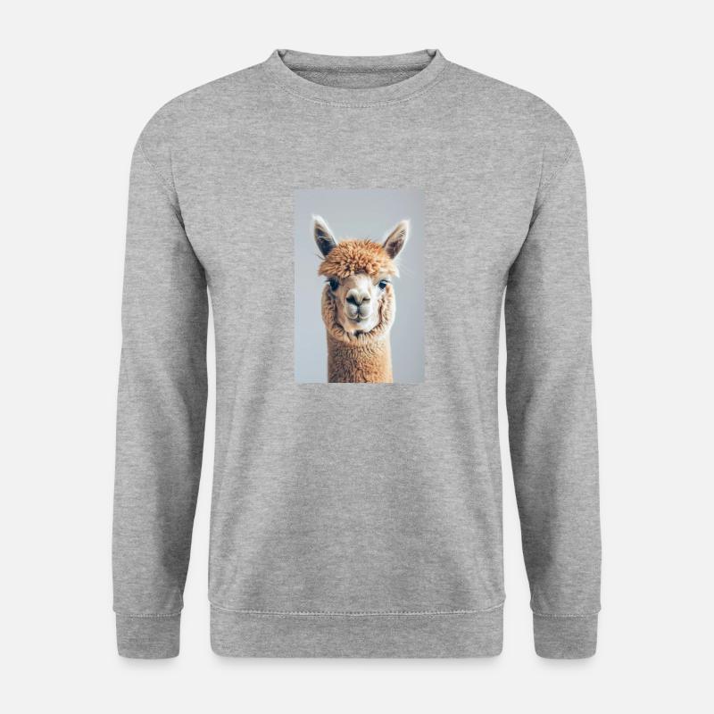 Porträt von einem Lama | AI - Unisex Pullover - Weißgrau meliert
