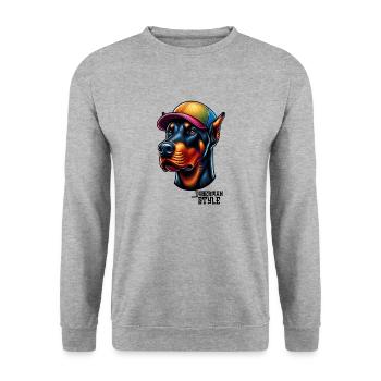 doberman style - Sweat-shirt Unisexe - gris chiné - Devant - Alina (178cm) & Michal (187cm)
