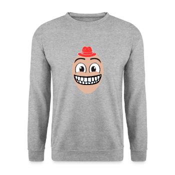 Un homme heureux avec un chapeau rouge - Sweat-shirt Unisexe - gris chiné - Devant - Alina (178cm) & Michal (187cm)