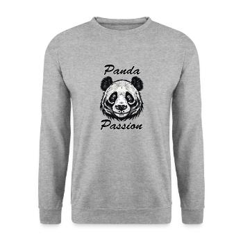 Panda / Animal / Zoo / Bamboo / Wild / Childlike - Unisex Sweatshirt - salt & pepper - Front - Alina (178cm) & Michal (187cm)